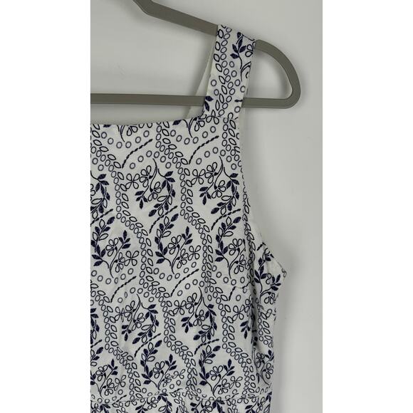 Loft Floral Cutout Back Mini Dress Square Neck Womens 12 New Blue White - Picture 7 of 14